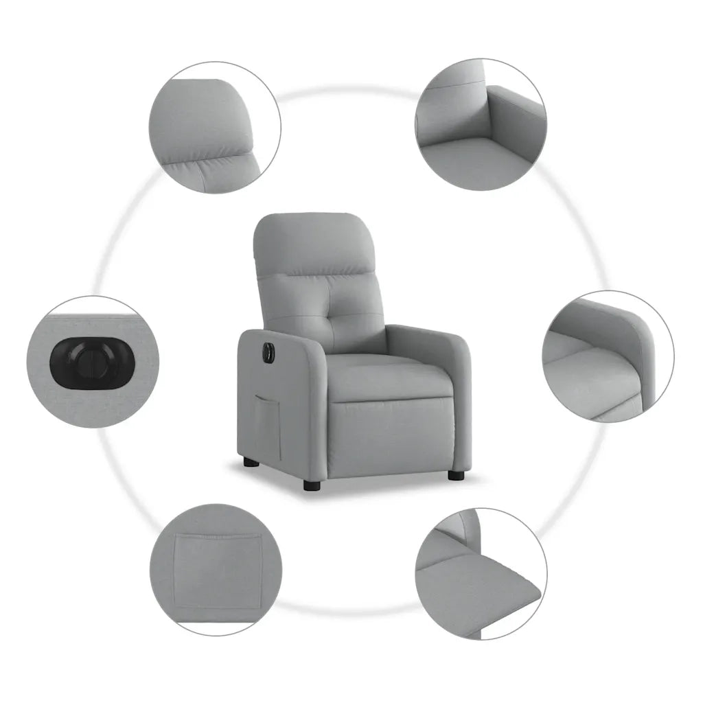 Poltrona | Sedia Relax Elettrica Reclinabile Grigio Chiaro in Tessuto