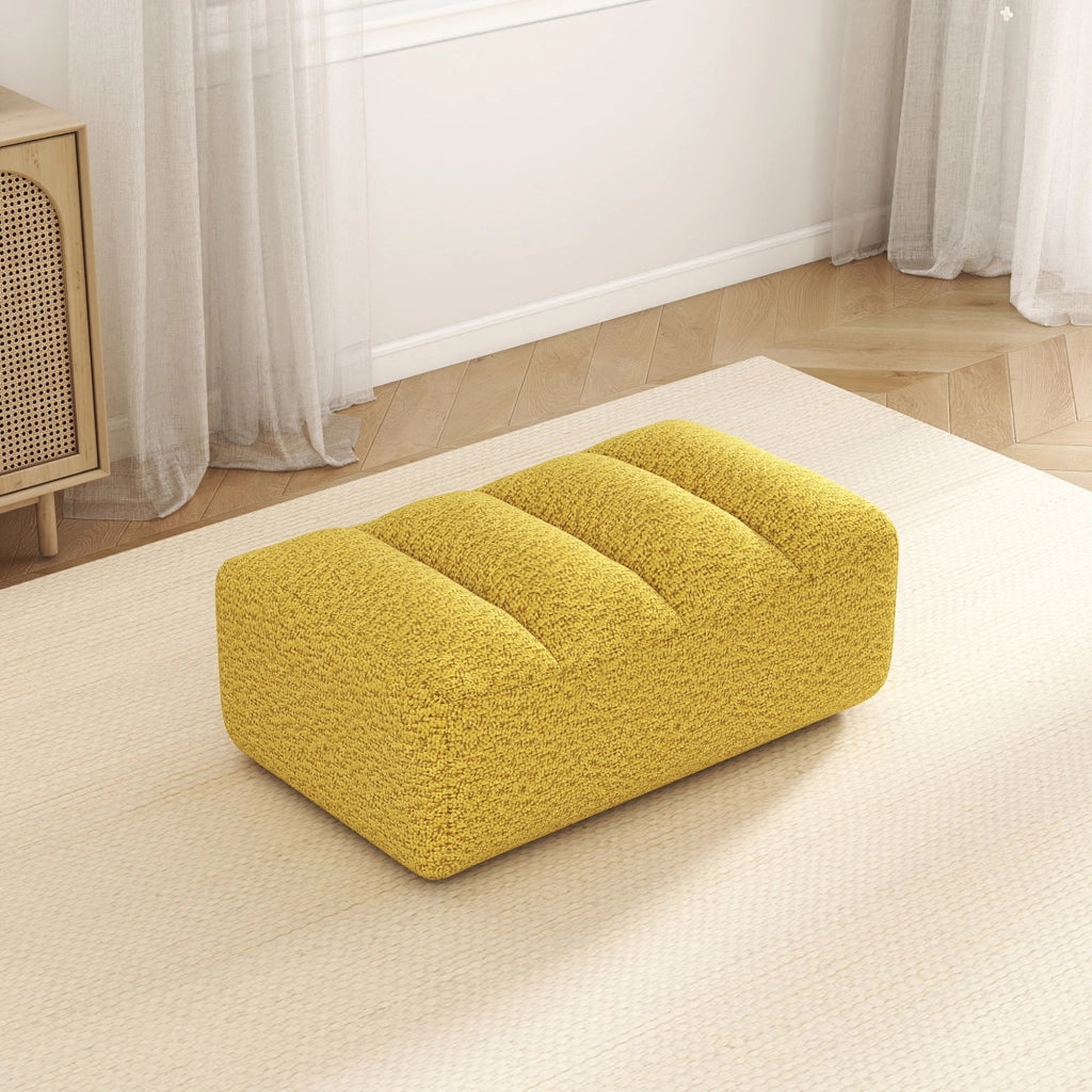 SOFA Modulare con Ottoman, Giallo, Fleece granulato