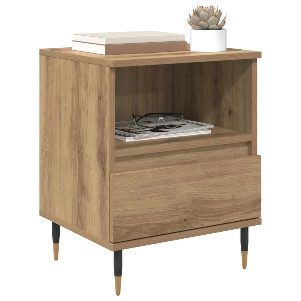 Set di 2 Comodini | Armadio da Notte | Mobiletto da notte Rovere artigianale 40 x 35 x 50 cm