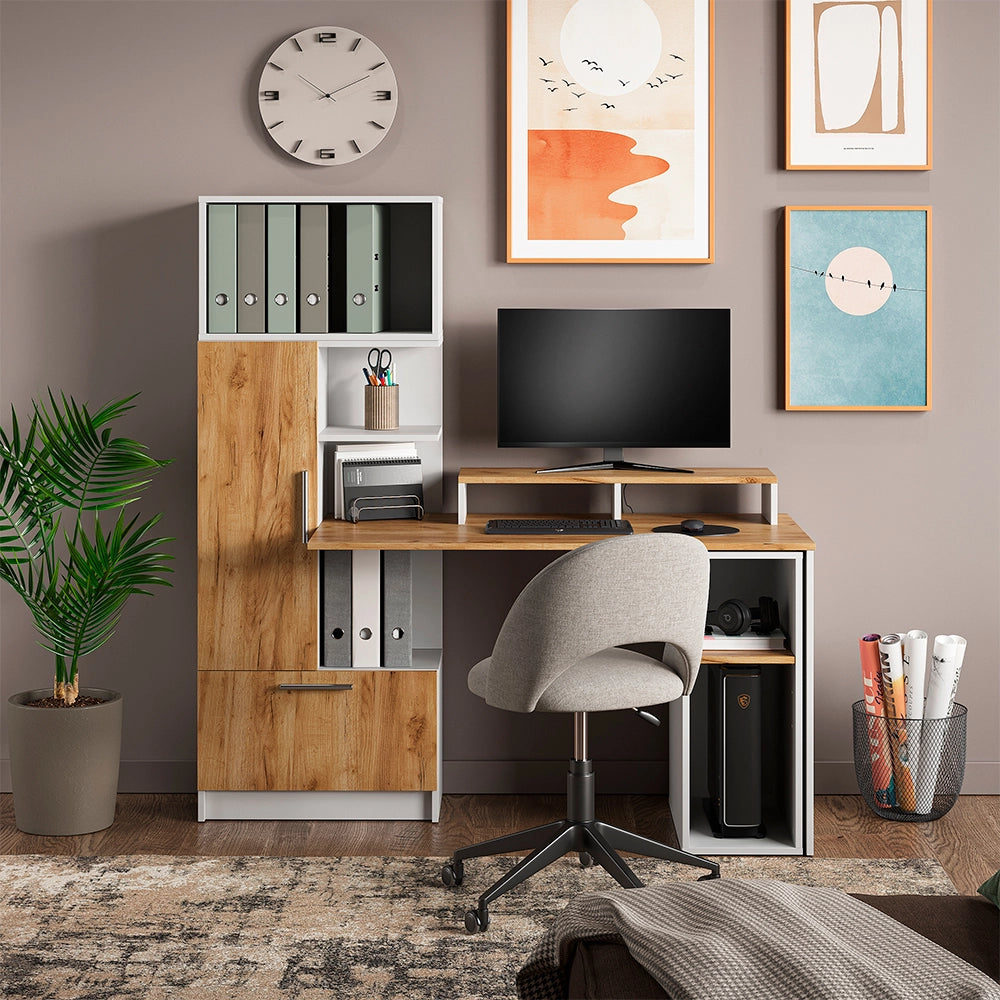 Vicco set scrivania Bianco/Rovere dorato 150 x 59 cm Set di 4