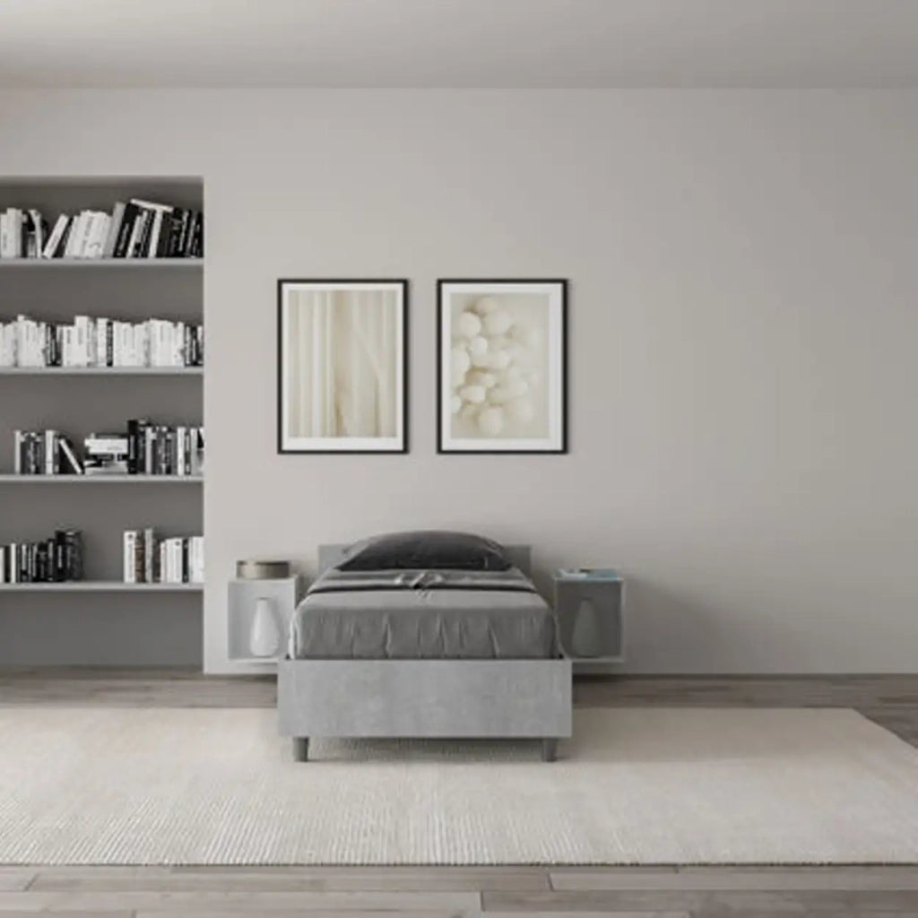 Letto singolo senza rete 80x190 cemento Nuamo