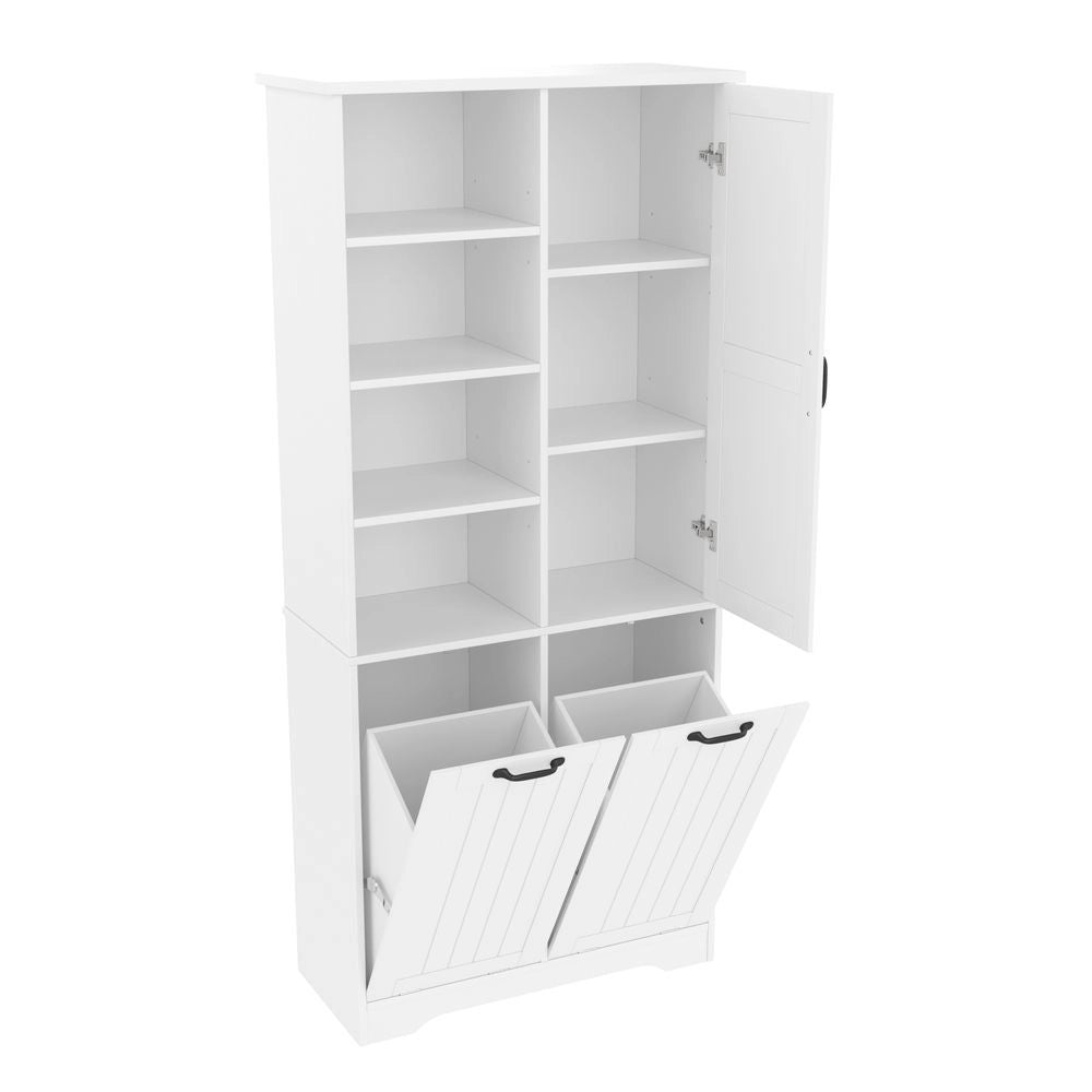 Armoire de bain - Xylo - 78x35x172cm - Bianco - Doppio cesto, ripiani regolabili, resistente all'umidit??