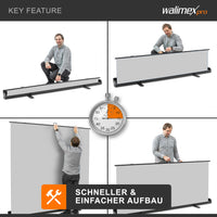 Fondale fotografico roll-up grigio 210x220, sfondo portatile con scatola di trasporto per fotoshooting, sistema autoportante, telo ingualcibile per studio fotografico