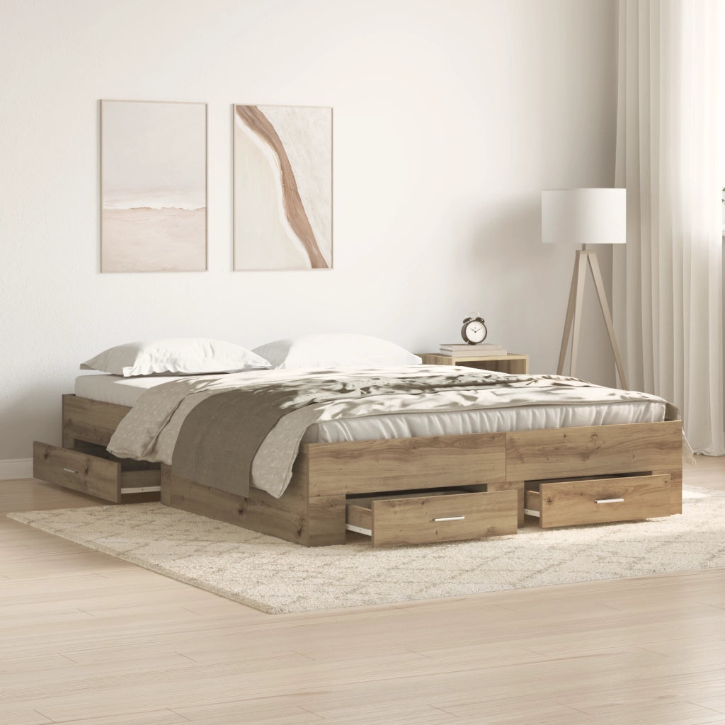 Struttura Letto con Cassetti Rovere artigianale Legno ingegnerizzato