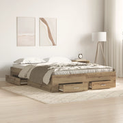 Struttura Letto con Cassetti Rovere artigianale Legno ingegnerizzato