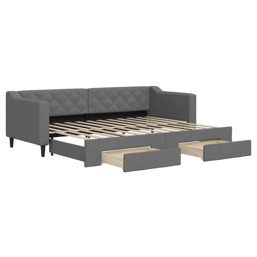 Divano Letto Estraibile Cassetti-Sofa Letto-Daybed Grigio Scuro 80x200cm Tessuto 616189