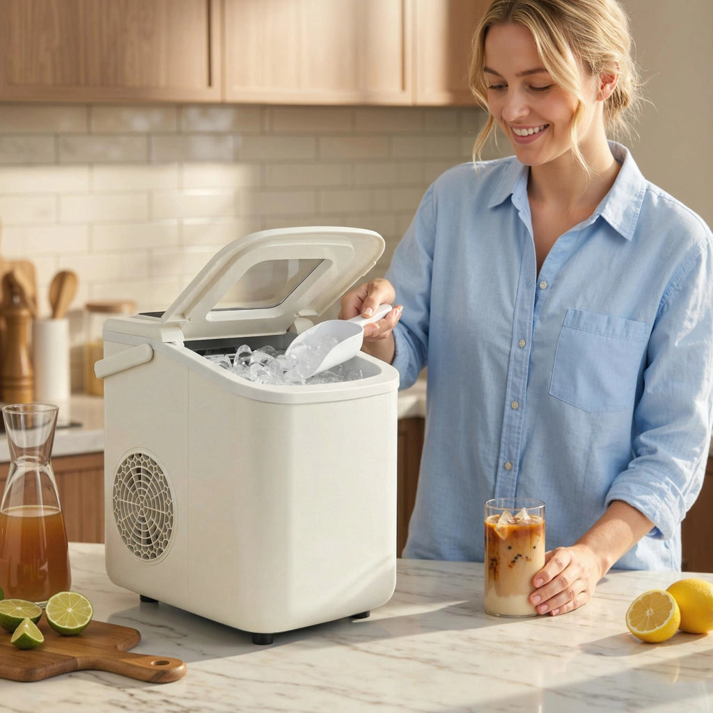 Macchina del Ghiaccio Autopulente 12 kg/24h ¨C Minimal ¨C Beige
