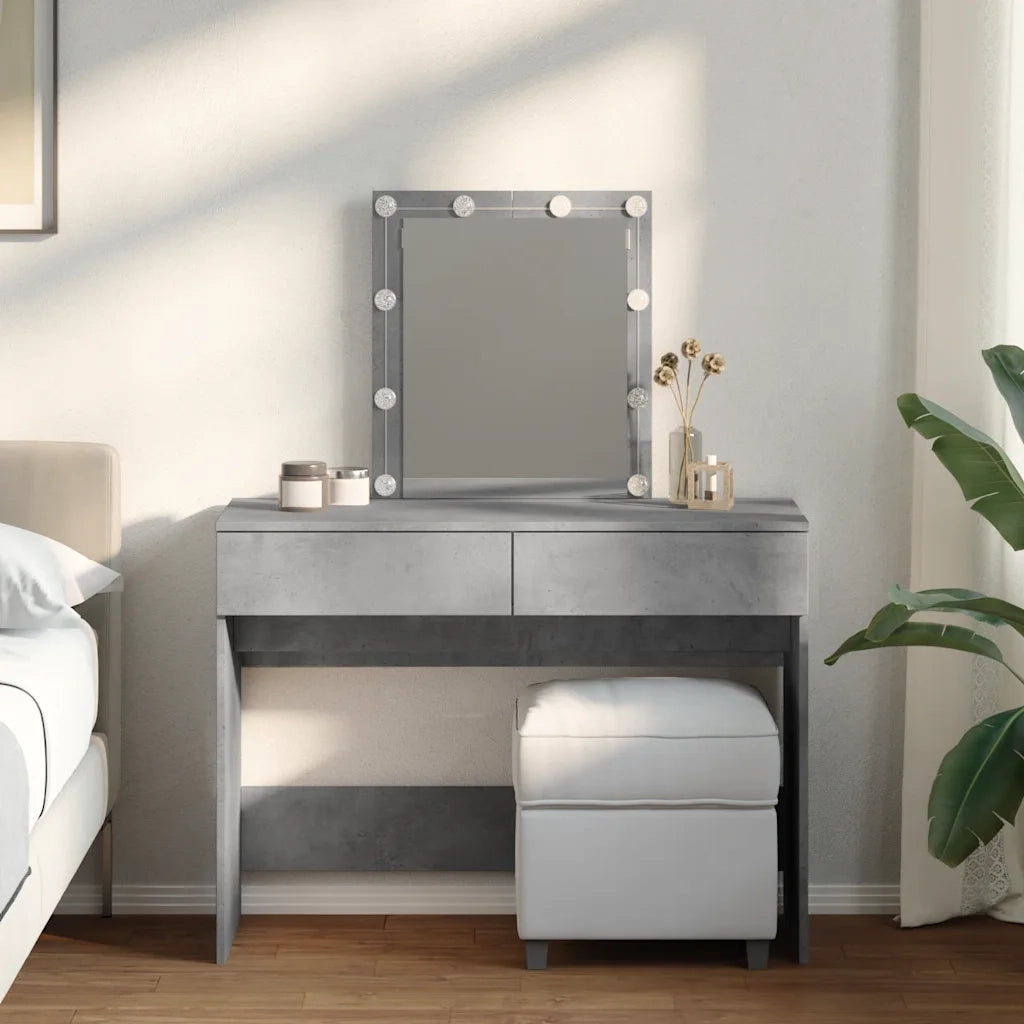 Toeletta | Tavolo da Trucco con LED Grigio Cemento 100x40x130 cm