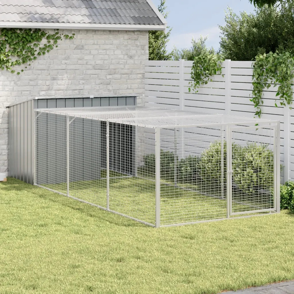 Cuccia per cani con recinto antracite 153x396x110 cm in acciaio zincato 3214223