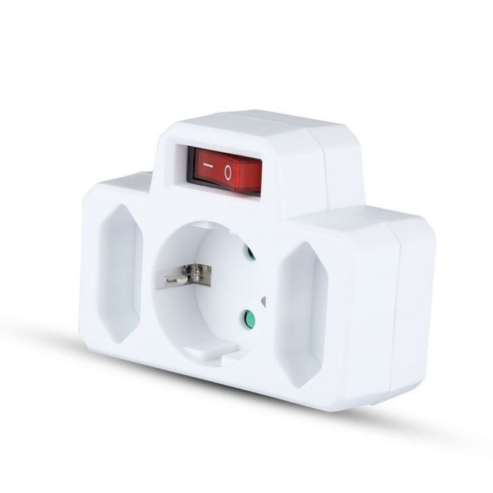 Adattatore di alimentazione da 3 uscita con contatto di terra e interruttore 16A 250 V (etichetta + polibag con headc