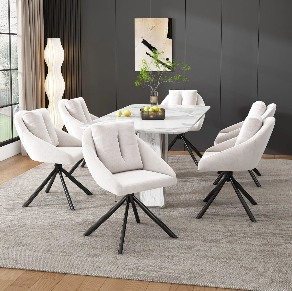 Sedia da pranzo girevole 65x59x79 cm beige in velluto