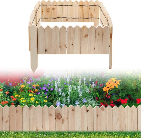 Rollbarriera in legno flessibile - 1000 x 20 cm - Barriera di palizzata in dennen legno - Dennen legno - Differenziatore di giardino con bordo - Bordi decorativi - Colore naturale del legno