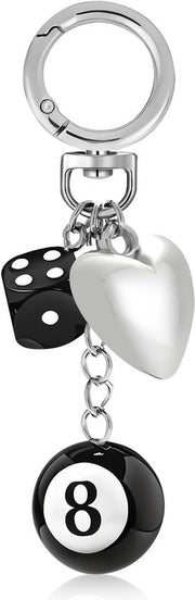 Sostegno per chiavi con doppia pietra nera e cuore