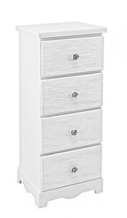 Cassettiera 4 Cassetti Legno Bianco Rustica da Interno - BLAINE