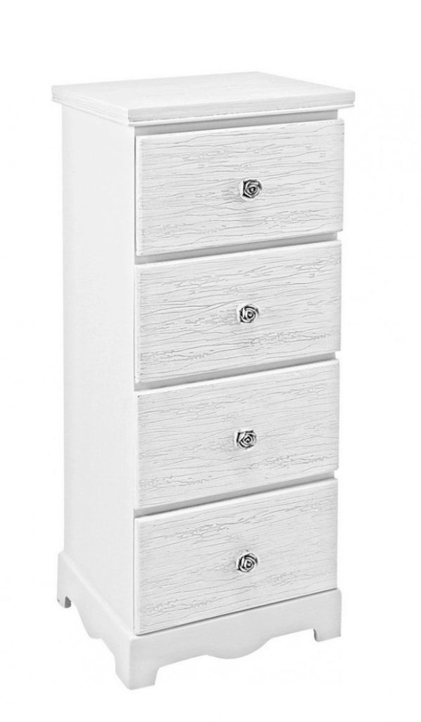 Cassettiera 4 Cassetti Legno Bianco Rustica da Interno - BLAINE