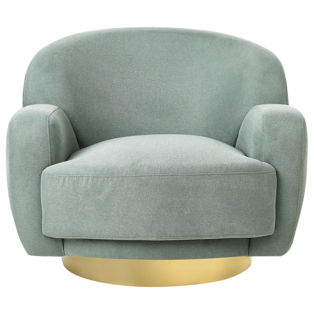 Poltrona in tessuto verde con base dorata stile retro glam art decor