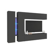 Parete attrezzata Enstatite, Set salotto porta TV a 4 ante, Mobile soggiorno multiuso, 100% Made in Italy, cm 280x30x180, Antracite