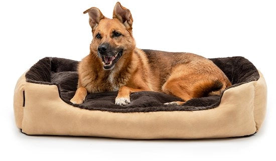 Letto per cani morbido, cuscino riutilizzabile & fondo antiscivolo 90x70 cm beige/marrone