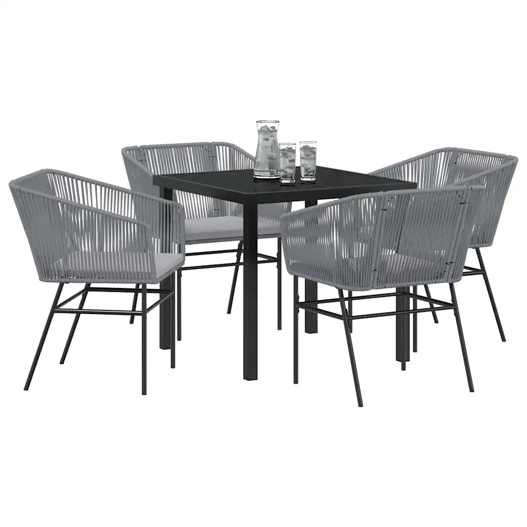 Set da Pranzo per Giardino con cuscino 5 pcs Grigio 3380933