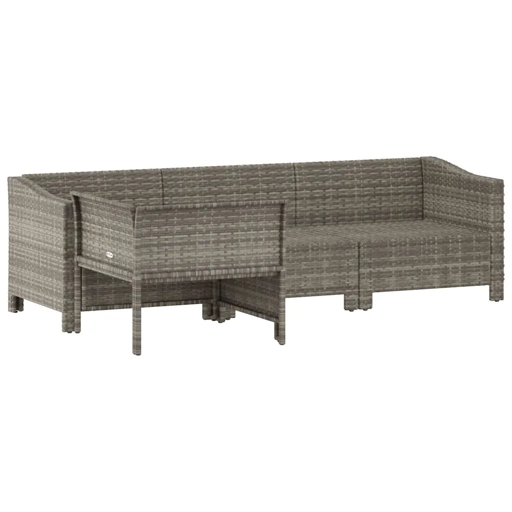 Set da giardino 4 pezzi con cuscini grigio in polyrattan 362688