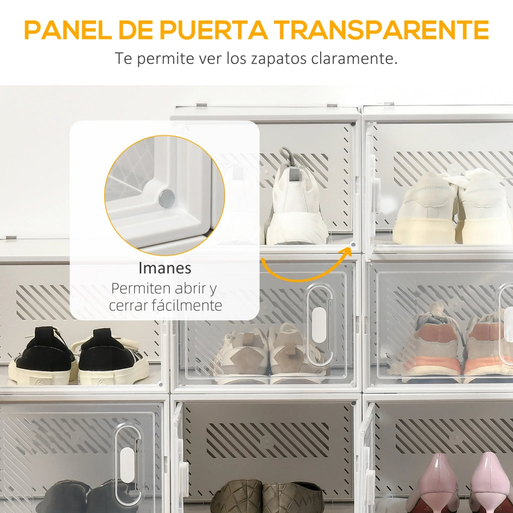 Armadio Scarpe Modulare con 18 Cubi e Porte Magnetiche ¨C Minimal ¨C 28x36x21 cm Trasparente