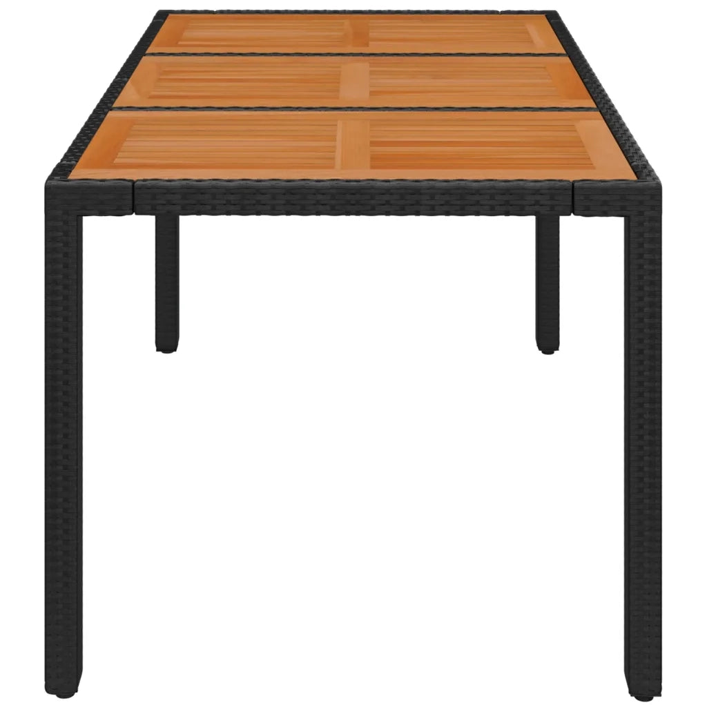 Tavolo da Giardino Piano in Legno Nero 150x90x75 cm Polyrattan 319901