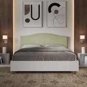 Letto matrimoniale senza rete 160x200 bianco frassino testata microfibra tè verde Grace