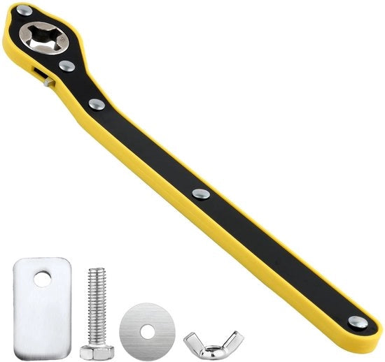 Serratura a rasoio multifunzione da 360° con jack - Chiave a rasoio per auto/SUV - Inclusa piattaforma piatta/piatta rotonda - Materiale: acciaio/plastica - Chiave a rasoio per ruote