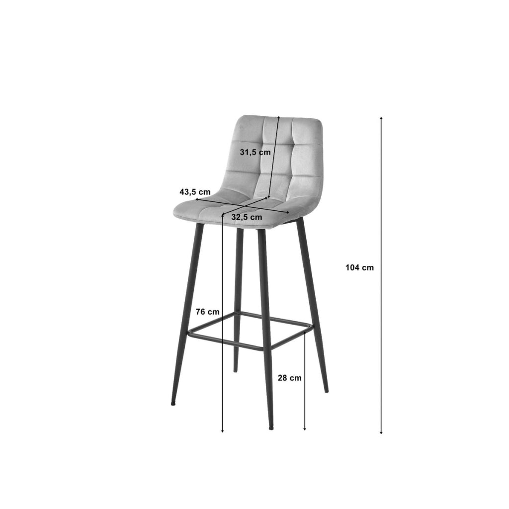 Set di 2 sgabelli bar Arceto in velluto grigio scuro e metallo