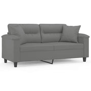 Divano | Divano da soggiorno | Sofa 2 Posti Cuscini Grigio Scuro 140 cm Tessuto Microfibra