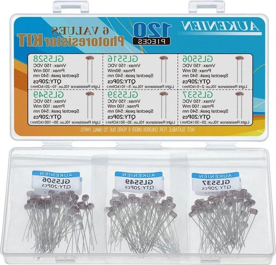 Kit di resistenza fotoelettrica LDR 6 valori 120 pezzi GL5506-GL5516-GL5528-GL5537-GL5539-GL5549 - 5MM resistenza fotoelettrica kit