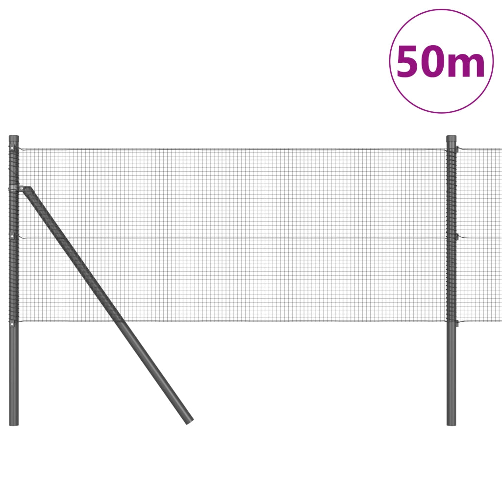 Recinzione in filo saldato con 13 post grigi 0.5x50 m in acciaio