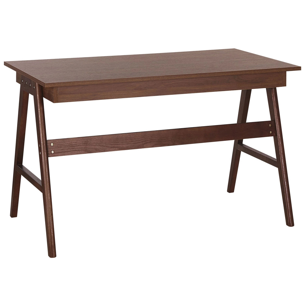 Scrivania per home office in legno di noce scuro 120 x 70 cm Postazione di Lavoro con 2 cassetti