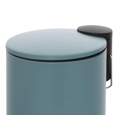 Pattumiera bagno in acciaio turchese cobalto con pedale e coperchio slim 3 lt
