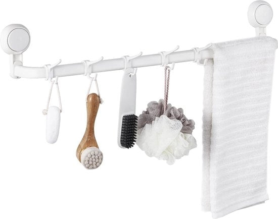 Supporto per asciugamano con 5 ganci, asciugamano senza chiodi, asciugamano rimovibile, asciugamano duraturo per bagno, porta, cabina doccia e accessori cucina, asciugamani appesi