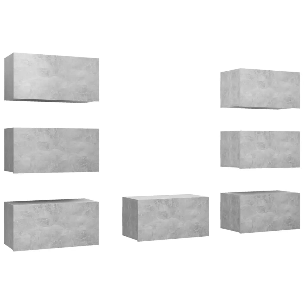 Mobili Porta TV 7 pz Grigio Cemento 30,5x30x60 cm Multistrato 3079163