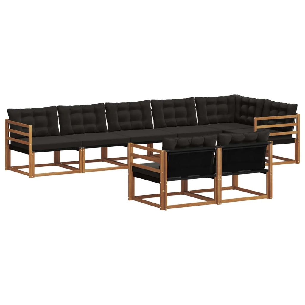 Set di divani da esterno con cuscino 8 pcs Naturale e Nero 3369567