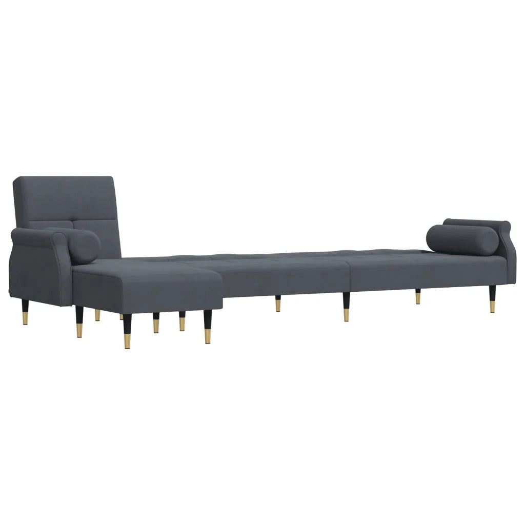 Divano Letto a L Grigio Scuro 271x140x70 cm in Velluto 3157222