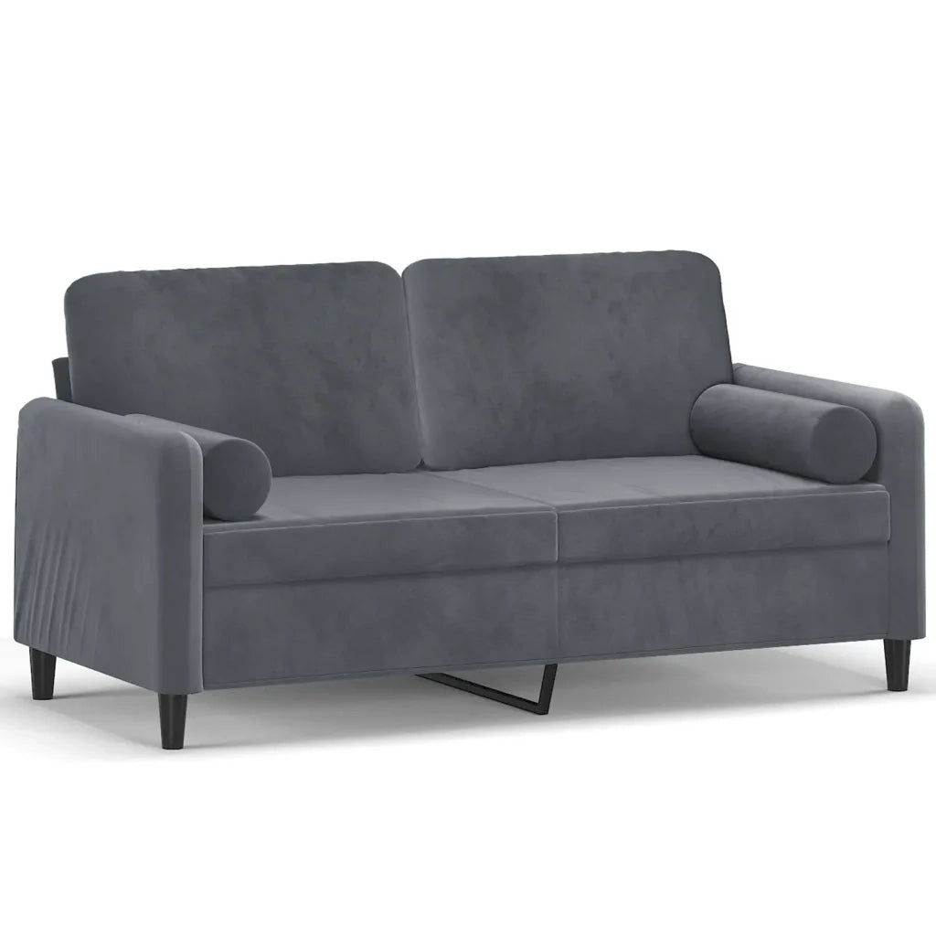 Divano a 2 Posti con Cuscini-Sofa 2 Posti con Cuscini Grigio Scuro 140 cm in Velluto 254882