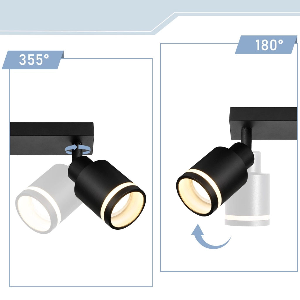 ZMH Faretto da soffitto neri 4 luci GU10 metallo orientabili moderni per camera letto sala pranzo senza lampadina