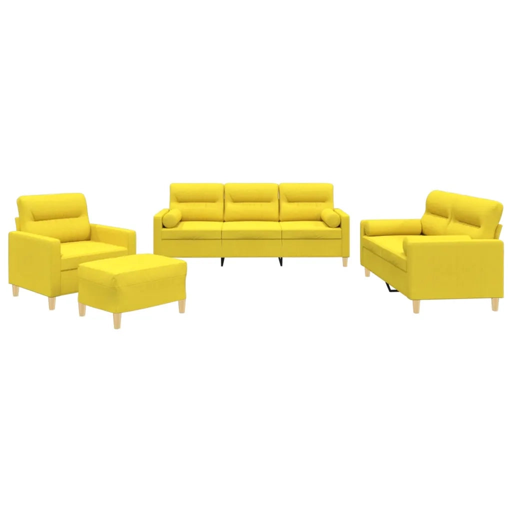 Set di Divani 4 pz con Cuscini Giallo Chiaro in Tessuto 3201565