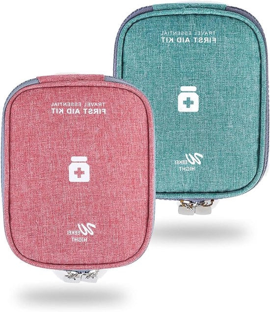 Kit di pronto soccorso portatile con 2 contenitori, mini-kit di pronto soccorso per viaggi, borsa medica trasportabile - ideale per ufficio, viaggi e campeggio