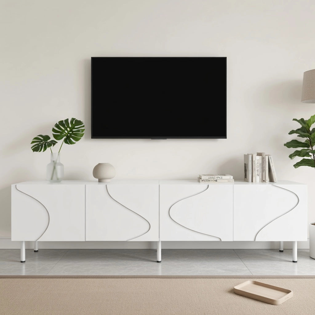 Cassettiera TV bianca in MDF e truciolare lunghezza 170 cm
