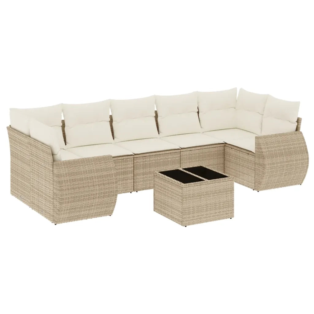 Set Divano da Giardino 8 pz con Cuscini Beige in Polyrattan 3221137