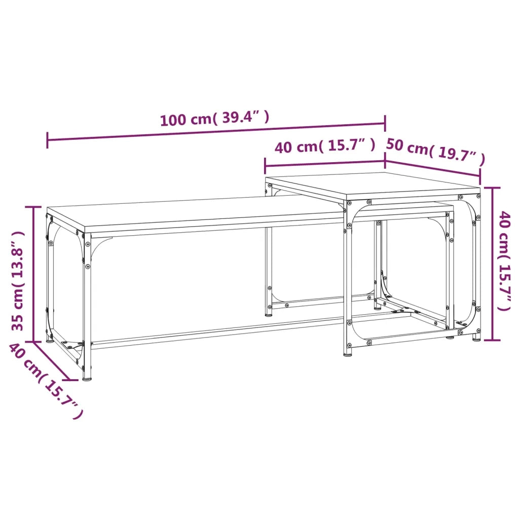 Tavolini da Salotto 2 pz Rovere Marrone in Legno Multistrato 823341