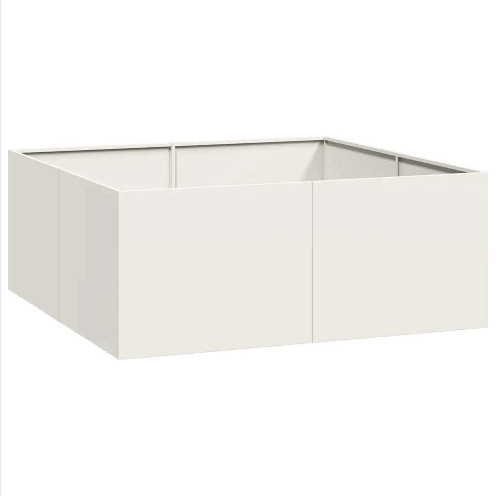 Fioriera-Vaso-Contenitore per Piante Bianca 100x100x40 cm in Acciaio