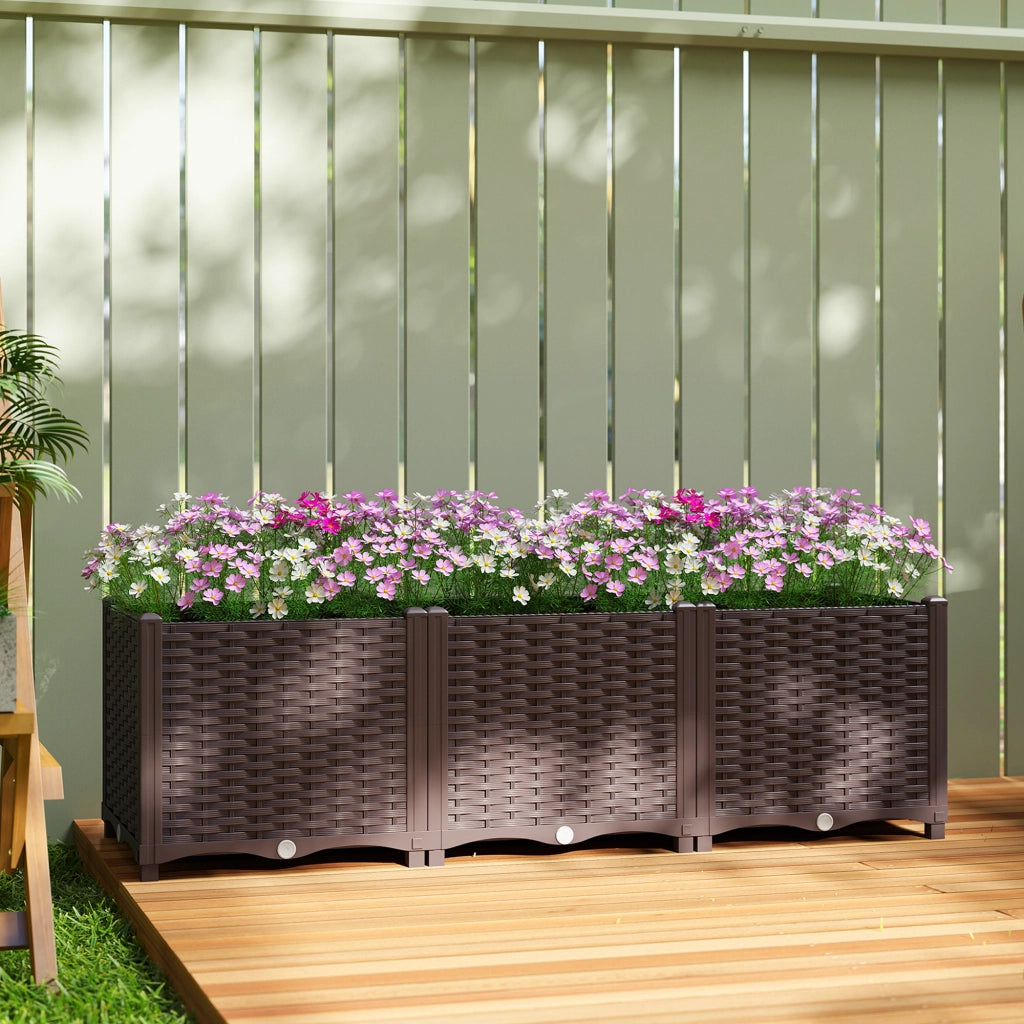 Letto da giardino ¨C zephmum ¨C 120x40x37, marrone, plastica, auto-irrigante