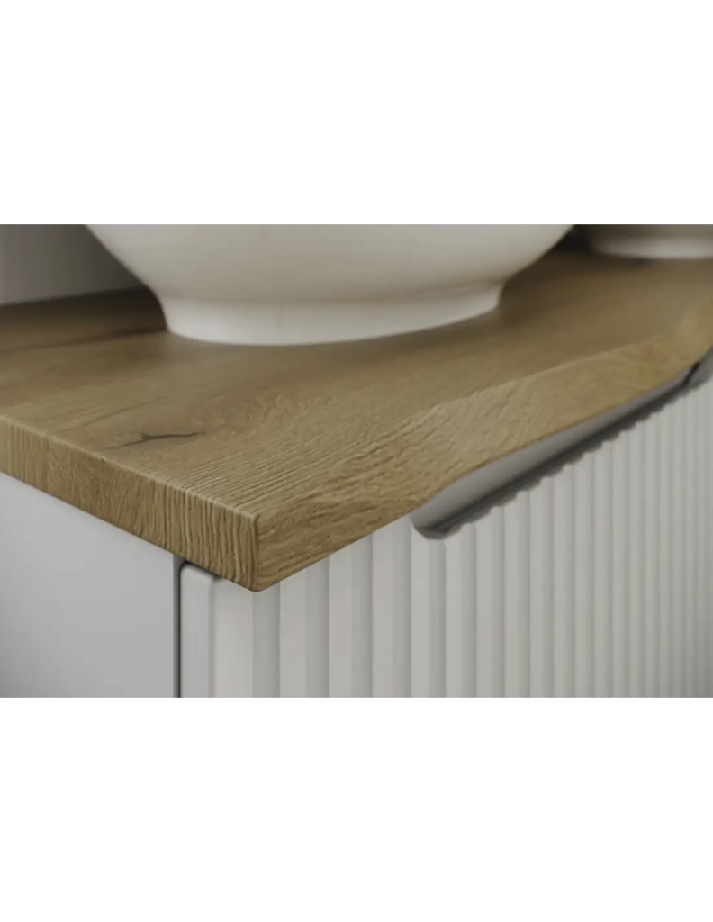 Piano per lavabo NATOURA 80,6 cm in MDF effetto rovere chiaro con bordo naturale
