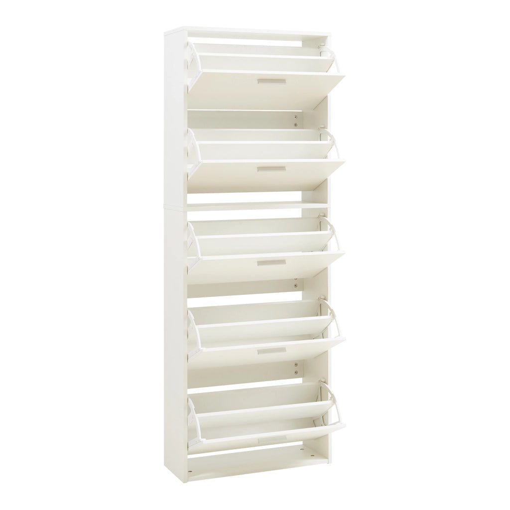 Scarpiera Sykkylven con 5 Contenitori Ribaltabili - Bianco [en.casa]