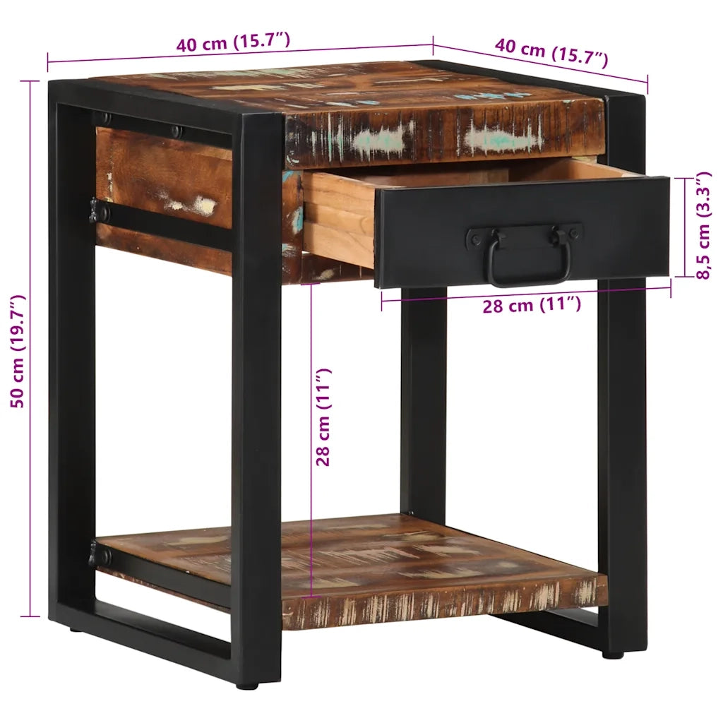 vidaXL Tavolino Multicolore 40x40x50 cm in Legno Massello Recupero